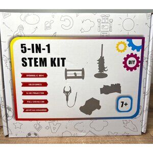 5-In-1 STEM Kit For Kids 7+ DIY Hydraulic Arm Idler Wheel Slide Projector Car